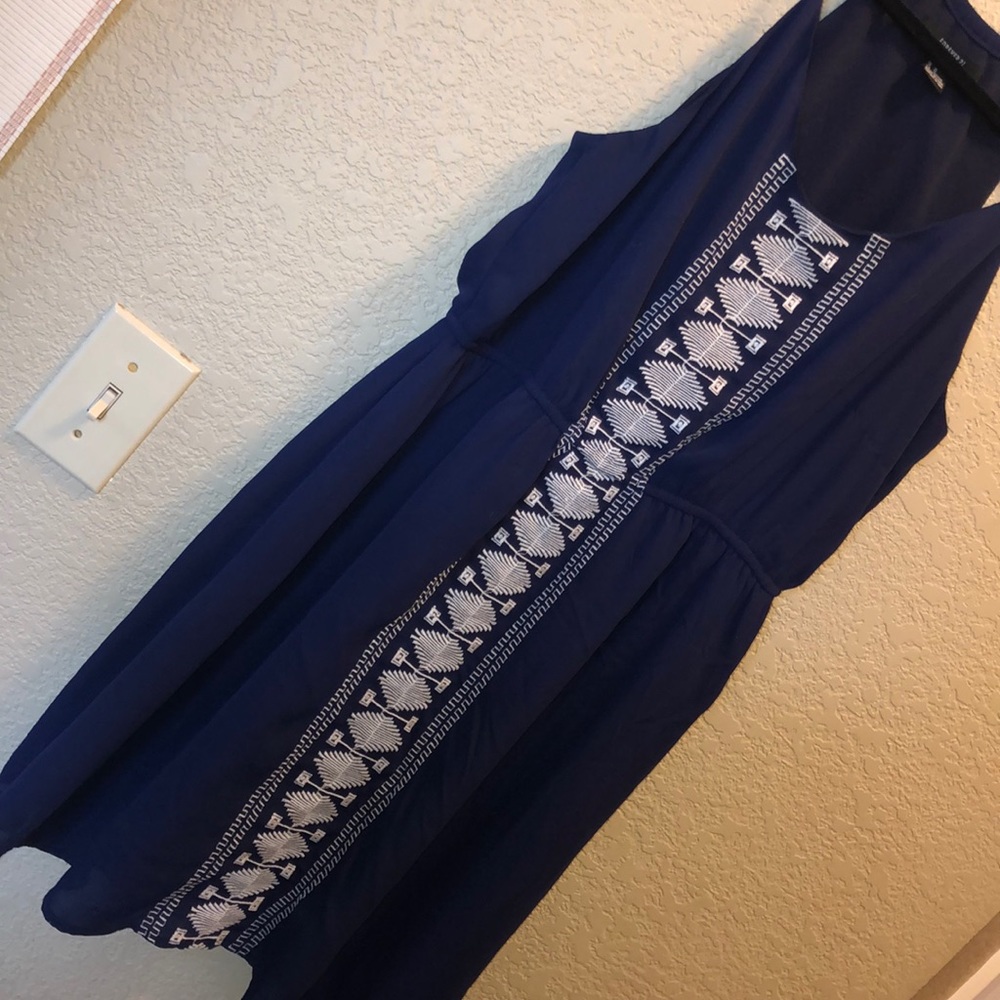 navy blue flowy halter dress